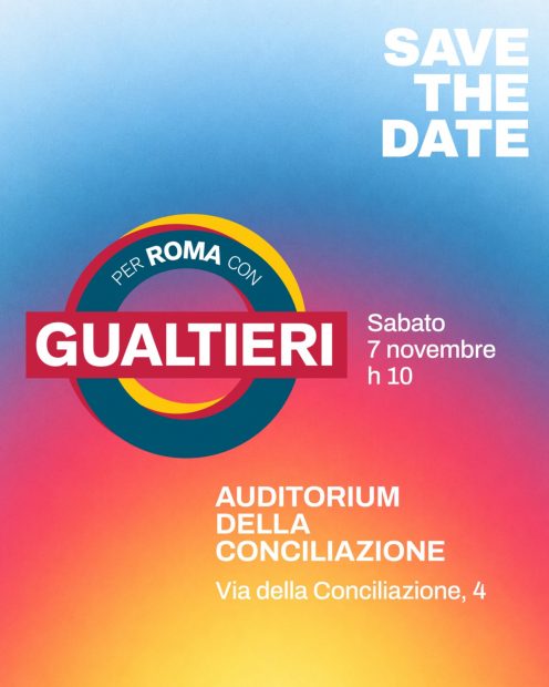 per Roma con Gualtieri, save the date, sabato 7 novembre 2026, h10